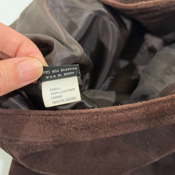 VTG Ann Taylor Chocolate Brown Suede Leather High Rise Pants Womens 2 Old Money - Picture 8 of 12